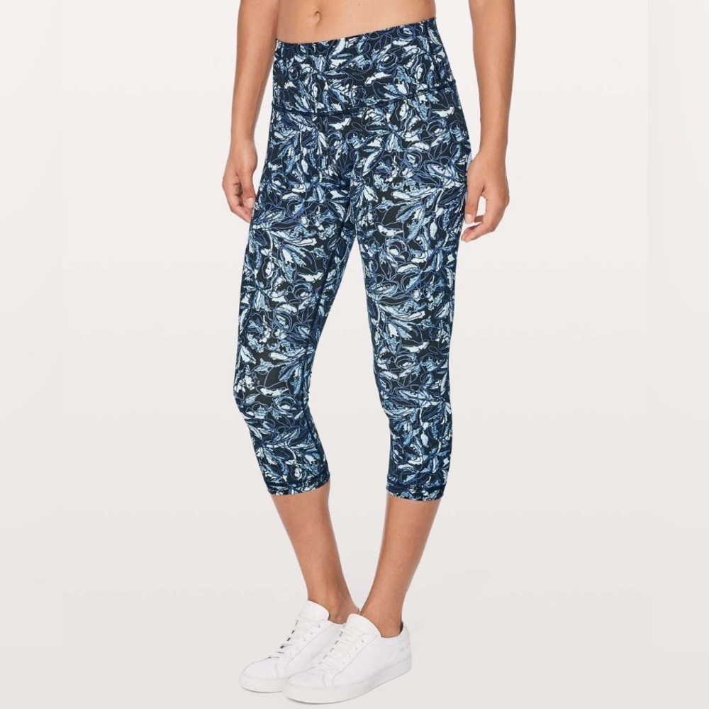 Lululemon Embellished Multi Wunder Under Crop (Hi-Rise) 21" Legging Womens Sz 4